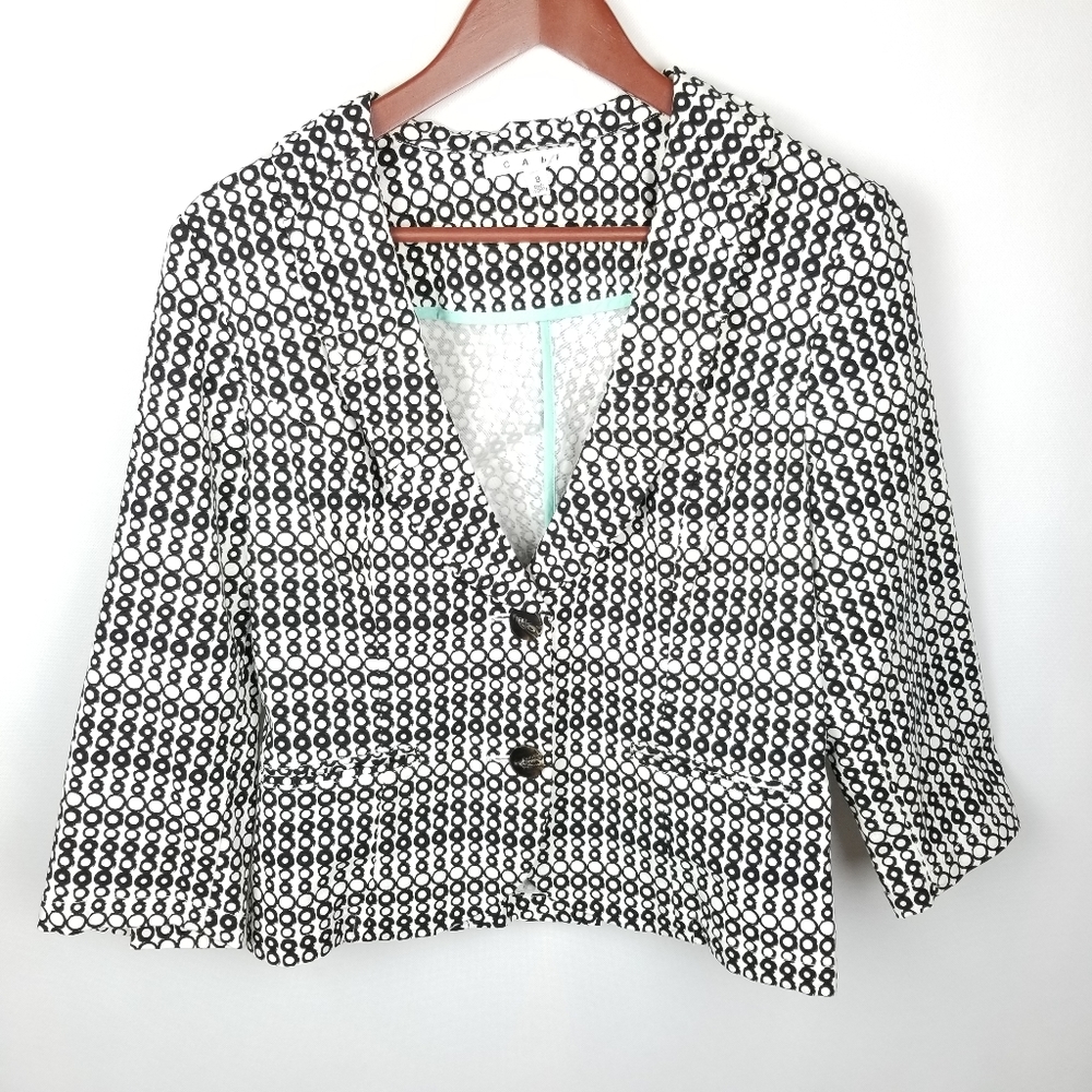CAbi 298 Du Jour Ruched Circle Print Blazer 8
